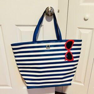 Kate Spade Blue and White Striped Tote Bag